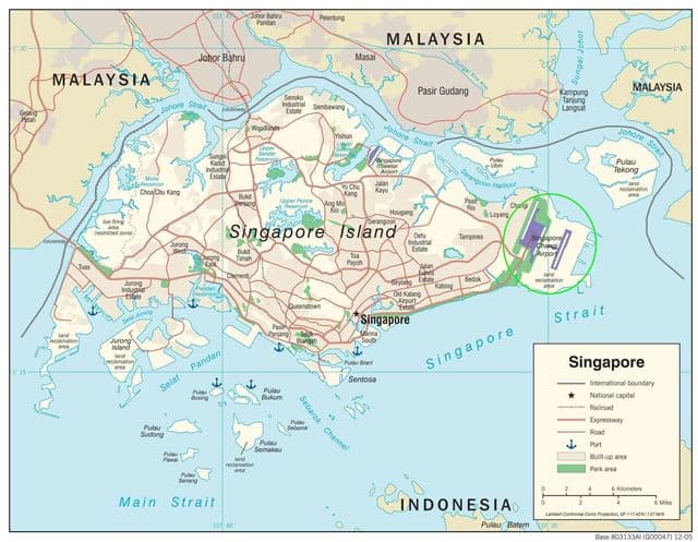 Mapa dos aeroportos de Singapura