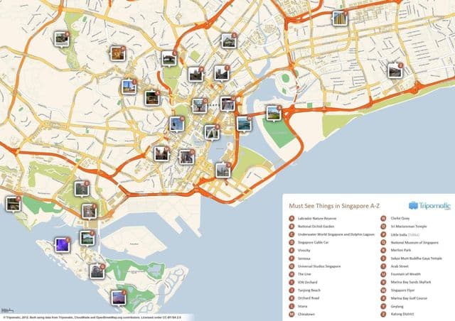 Mapa das paisagens de Singapura