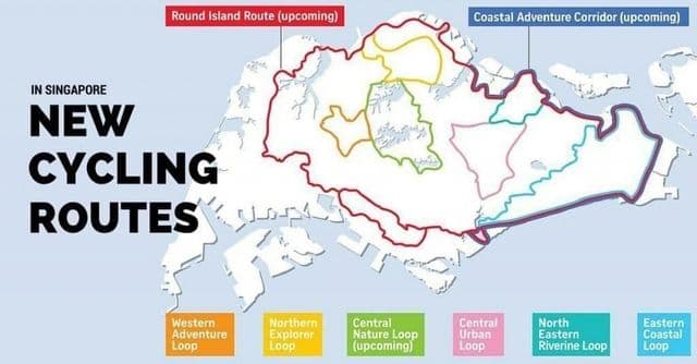 Mapa da ciclovia de Singapura