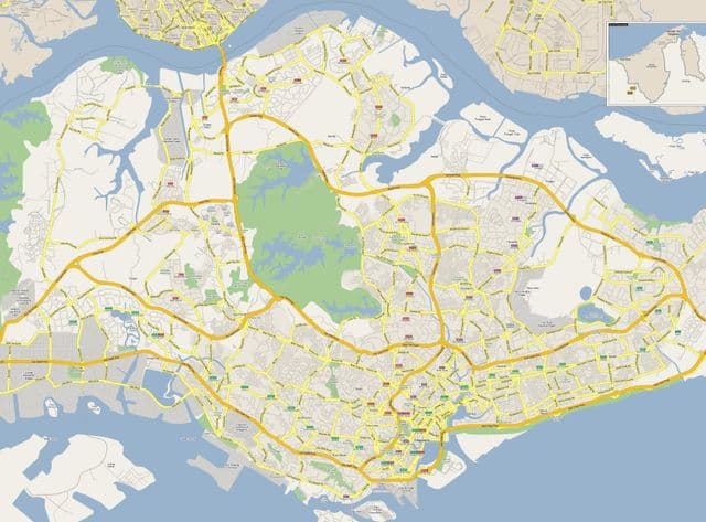 Mapa das estradas de Singapura