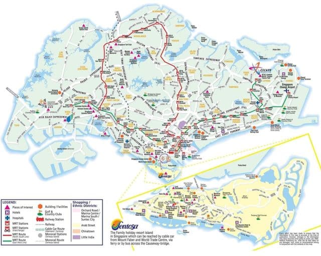 Mapa das ruas de Singapura