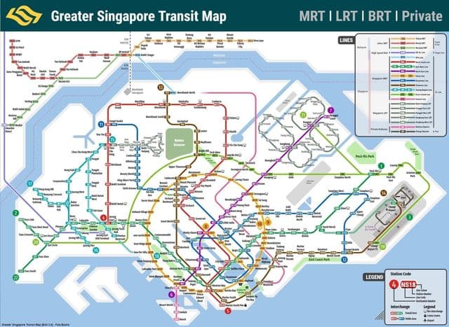 Mapa de transportes de Singapura